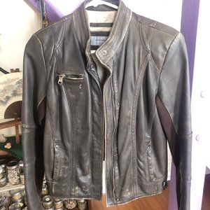 Marc New York Gray Leather Moto Jacket